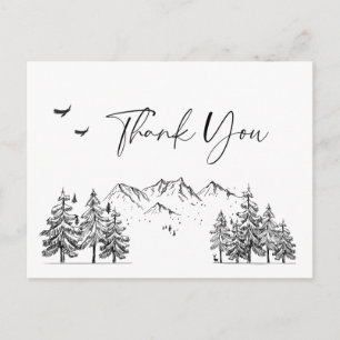 Hand Drawn Mountains Forest Dank je Briefkaart