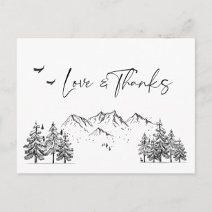 Hand Drawn Mountains Forest Dank je Briefkaart