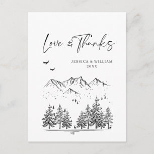 Hand Drawn Mountains Forest Dank je Briefkaart