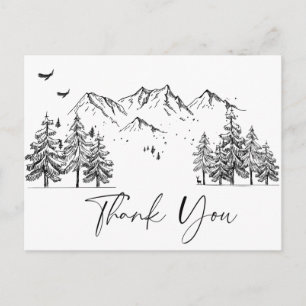 Hand Drawn Mountains Forest Dank je Briefkaart