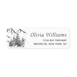 Hand Drawn Mountains Forest Landscape Label