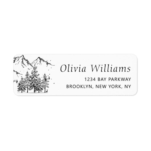 Hand Drawn Mountains Forest Landscape Label (Voorkant)