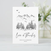 Hand Drawn Mountains Forest Wedding Bedankkaart (Staand voorkant)