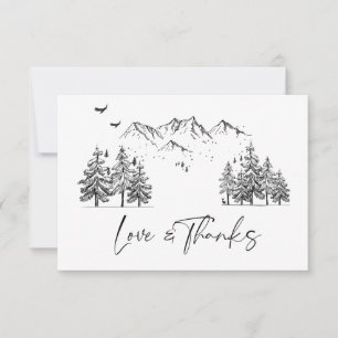 Hand Drawn Mountains Forest Wedding Bedankkaart