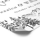 Hand Drawn Mountains Forest Weduwde Welcome Poster (Hoek)