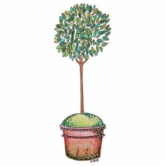 Hand Drawn Myrtle Topiary Cutout Staand Fotobeeldje