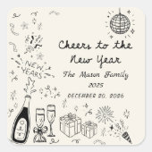 Hand Drawn New Year's Eve Party Sticker (Devant)