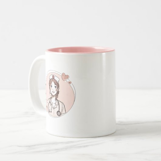 Hand Drawn Nurse Mug Personalized Gift Tweekleurige Koffiemok (Voorkant links)