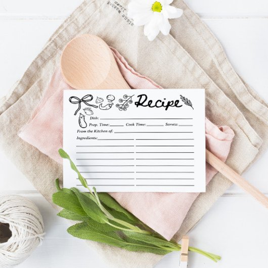 Hand Drawn Organic vegetables Recipe Card