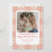 Hand-Drawn Ornament Pattern Holiday Photo Card Feestdagenkaart (Voorkant)