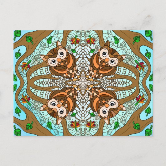 Hand Drawn Owl Mandala Artwork Briefkaart (Voorkant)
