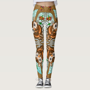 Hand Drawn Owl Mandala Artwork Leggings