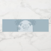 Hand Drawn Palm Tree Dusty Blue Bachelorette Waterfles Etiket (Enkel label)