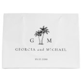 Hand Drawn Palm Tree Monogram Destination Wedding Groot Cadeauzakje (Voorkant)