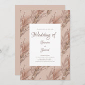 Hand Drawn Pampas Pattern Botanical Wedding Kaart (Voorkant / Achterkant)