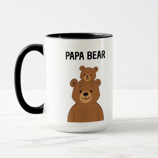 Hand Drawn Papa Bear and Baby Bear Coffee Mok (Links)