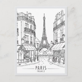 Hand drawn Paris France Scene Landmark Briefkaart