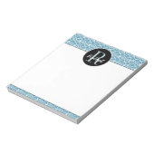 Hand Drawn Pattern on Blauwgroen, Monogramed Notitieblok (Gedraaid)