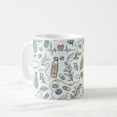 Hand-Drawn Pharmacy Doodle Mug | Modern Wellness P (Devant gauche)