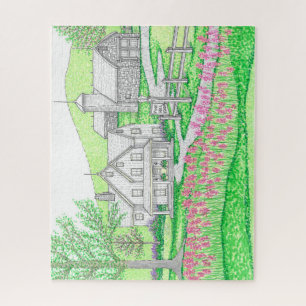 Hand Drawn Pine Hill Boerderij Jigsee Puzzle Legpuzzel