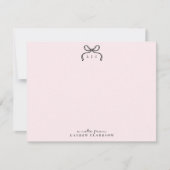 Hand Drawn Pink Bow Monogram Note Card Kaart (Voorkant)