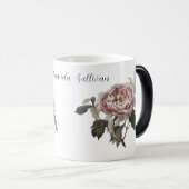 Hand drawn pink cabbage rose (PERSONLIZE) Magische Mok (Voorkant rechts)