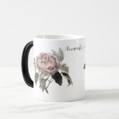 Hand drawn pink cabbage rose (PERSONLIZE) Magische Mok (Voorkant links)