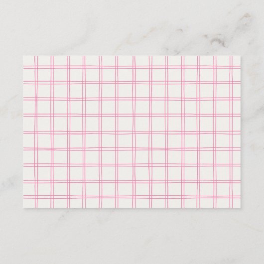 Hand Drawn Pink Girl Bow Gingham Book Request Informatiekaartje (Achterkant)
