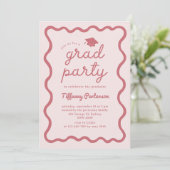 Hand Drawn Pink Graduation Party Invitation (Debout devant)