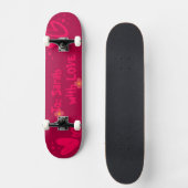Hand-Drawn Pink Hearts & Floral Romantic Skateboard (Voorkant)