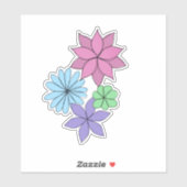 Hand-Drawn Pink, Purple, Blue, Mint Flower Sticker (Feuille)