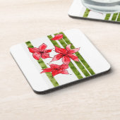 HAND DRAWN POINSETTA COASTER BIER ONDERZETTER (Linkerzijde)