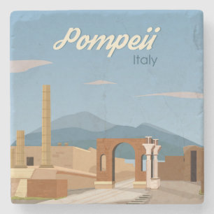 Hand Drawn Pompeii Italy Stenen Onderzetter