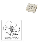 Hand-drawn Poppy Wildflower Rustic Library Book Rubberstempel (Gestempeld)