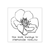 Hand-drawn Poppy Wildflower Rustic Library Book Rubberstempel (Afrduk)