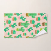 Hand Drawn Potted Cactus Pattern Bad Handdoek (Handdoek)