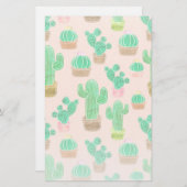 Hand Drawn Potted Cactus Pattern Briefpapier (Voorkant / Achterkant)