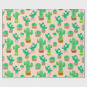 Hand Drawn Potted Cactus Pattern Cadeaupapier (Vlak)