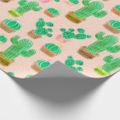 Hand Drawn Potted Cactus Pattern Cadeaupapier (Hoek)