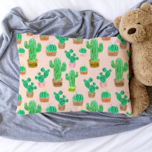 Hand Drawn Potted Cactus Pattern Kussensloop