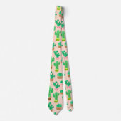 Hand Drawn Potted Cactus Pattern Stropdas (Voorkant)