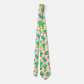 Hand Drawn Potted Cactus Pattern Stropdas (Achterkant)