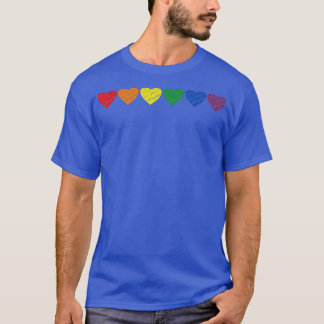 Hand Drawn Pride Hearts Gay Flag LGBTQ LGBT Rainbo T-shirt