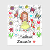 Hand Drawn Princess and Unicorn Sticker (Vel)