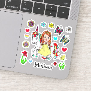 Hand Drawn Princess and Unicorn Sticker