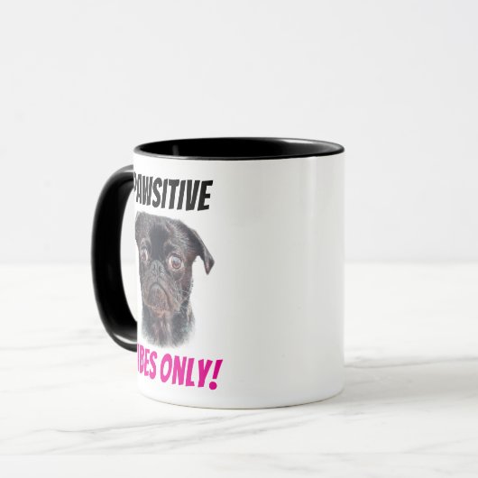 Hand Drawn Pug Mug - Pawsitive Vibes Only! Mok (Voorkant links)