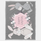Hand-Drawn Rabbits Fleece Deken (Voorkant)