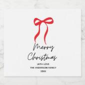 Hand drawn Red Bow Merry Christmas Bier Etiket (Enkel label)