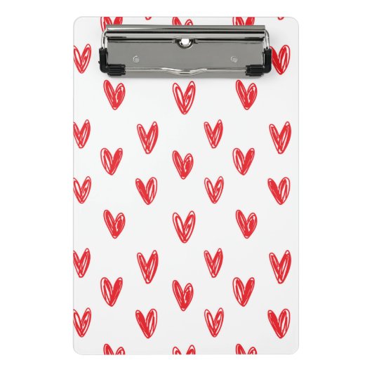 Hand Drawn Red Hearts Pattern – Minimal Valentine Mini Klembord (Voorkant)