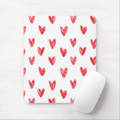 Hand Drawn Red Hearts Pattern – Minimal Valentine Muismat (Met muis)
